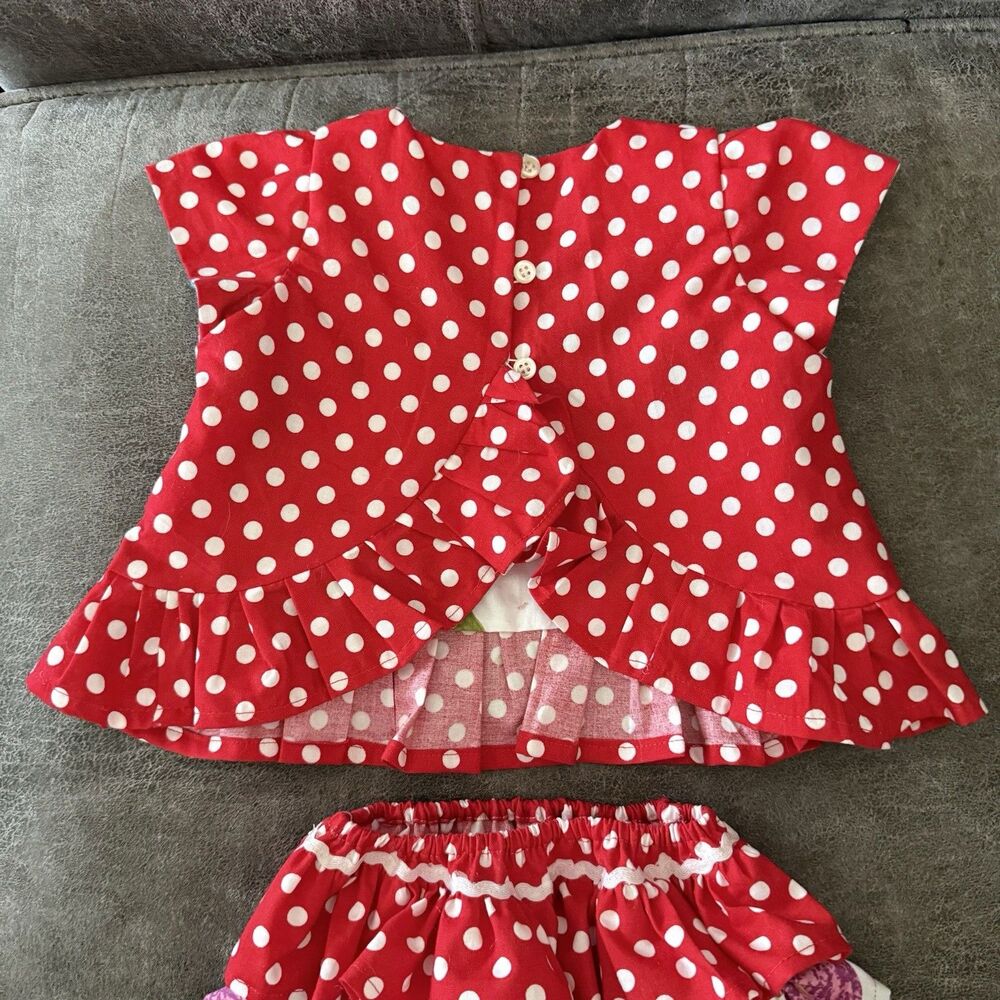 Baby Girl Polka Dot Outfit Set Red & White Ruffle Top Bloomer Size 6-12 Months - Picture 9 of 10